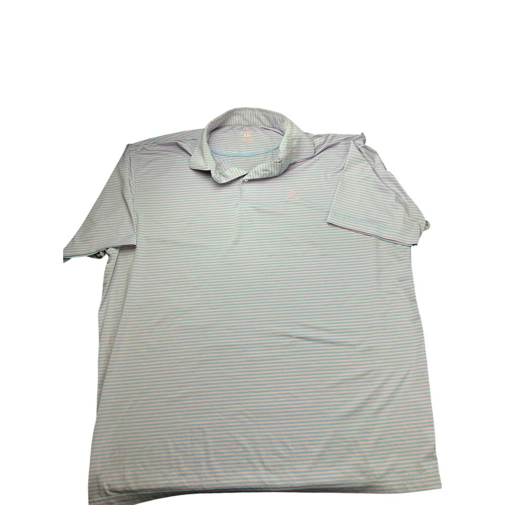 Rhoback Polo Shirt Mens XXL Pink Blue Striped Performance Golf Stretch Designer